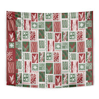 Mele Kalikimaka Hawaiian Quilt and Lei Patchwork Tapestry - Polynesian Pride