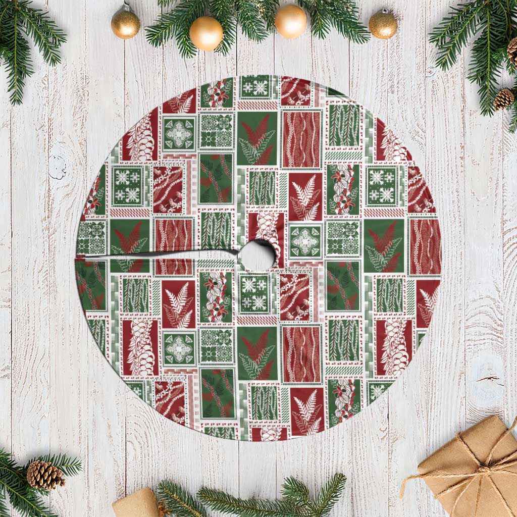 Mele Kalikimaka Hawaiian Quilt and Lei Patchwork Tree Skirt - Polynesian Pride
