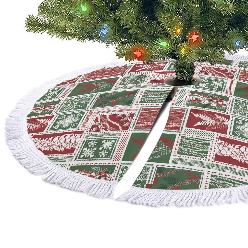 Mele Kalikimaka Hawaiian Quilt and Lei Patchwork Tree Skirt - Polynesian Pride