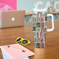 Mele Kalikimaka Hawaiian Quilt and Lei Patchwork Tumbler With Handle - Polynesian Pride