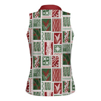 Mele Kalikimaka Hawaiian Quilt and Lei Patchwork Women Sleeveless Polo Shirt - Polynesian Pride
