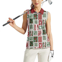 Mele Kalikimaka Hawaiian Quilt and Lei Patchwork Women Sleeveless Polo Shirt - Polynesian Pride
