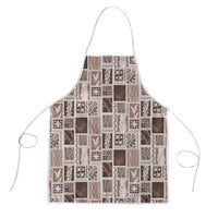 Vintage Aloha Block Quilt Apron Beige Inspired Lei Motifs - Polynesian Pride