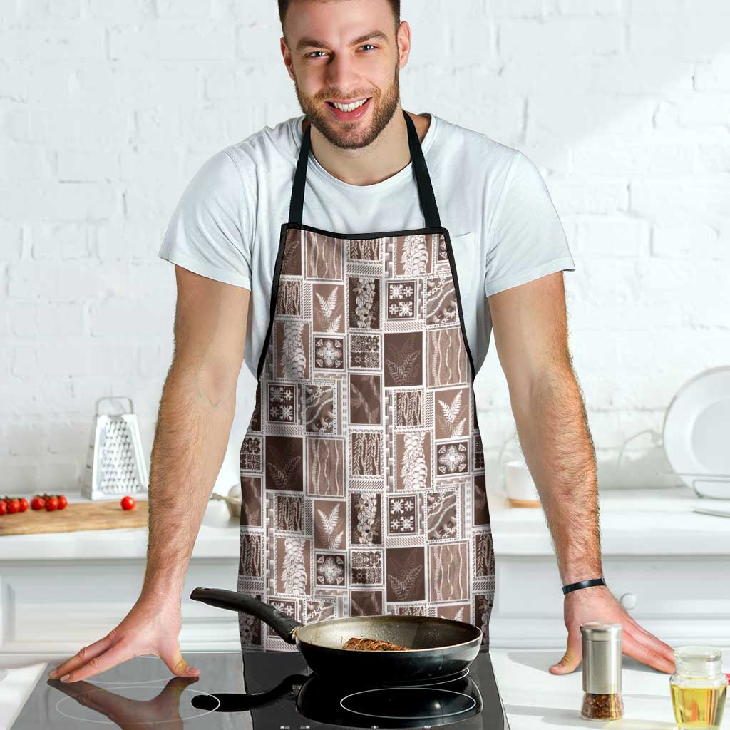 Vintage Aloha Block Quilt Apron Beige Inspired Lei Motifs - Polynesian Pride