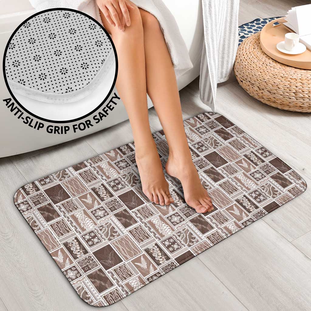 Vintage Aloha Block Quilt Bathroom Set Beige Inspired Lei Motifs - Polynesian Pride