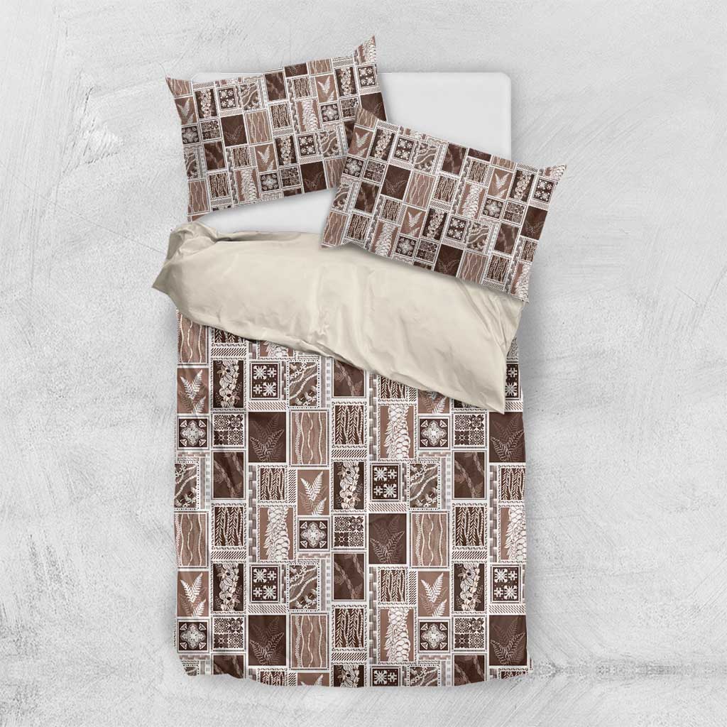 Vintage Aloha Block Quilt Bedding Set Beige Inspired Lei Motifs - Polynesian Pride