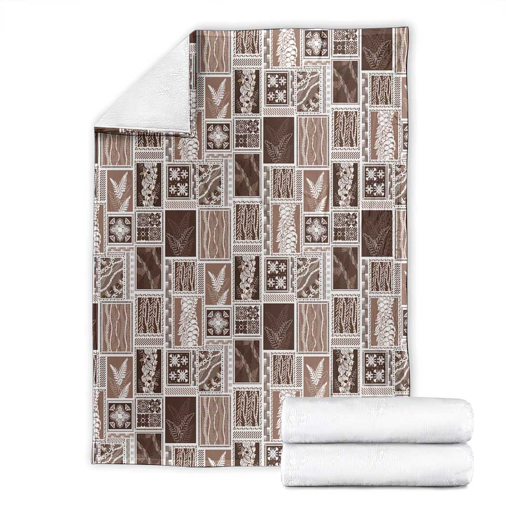 Vintage Aloha Block Quilt Blanket Beige Inspired Lei Motifs - Polynesian Pride