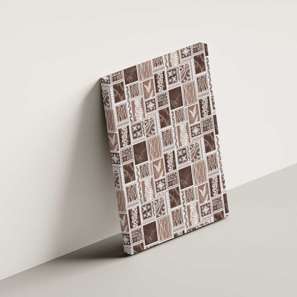 Vintage Aloha Block Quilt Canvas Wall Art Beige Inspired Lei Motifs - Polynesian Pride