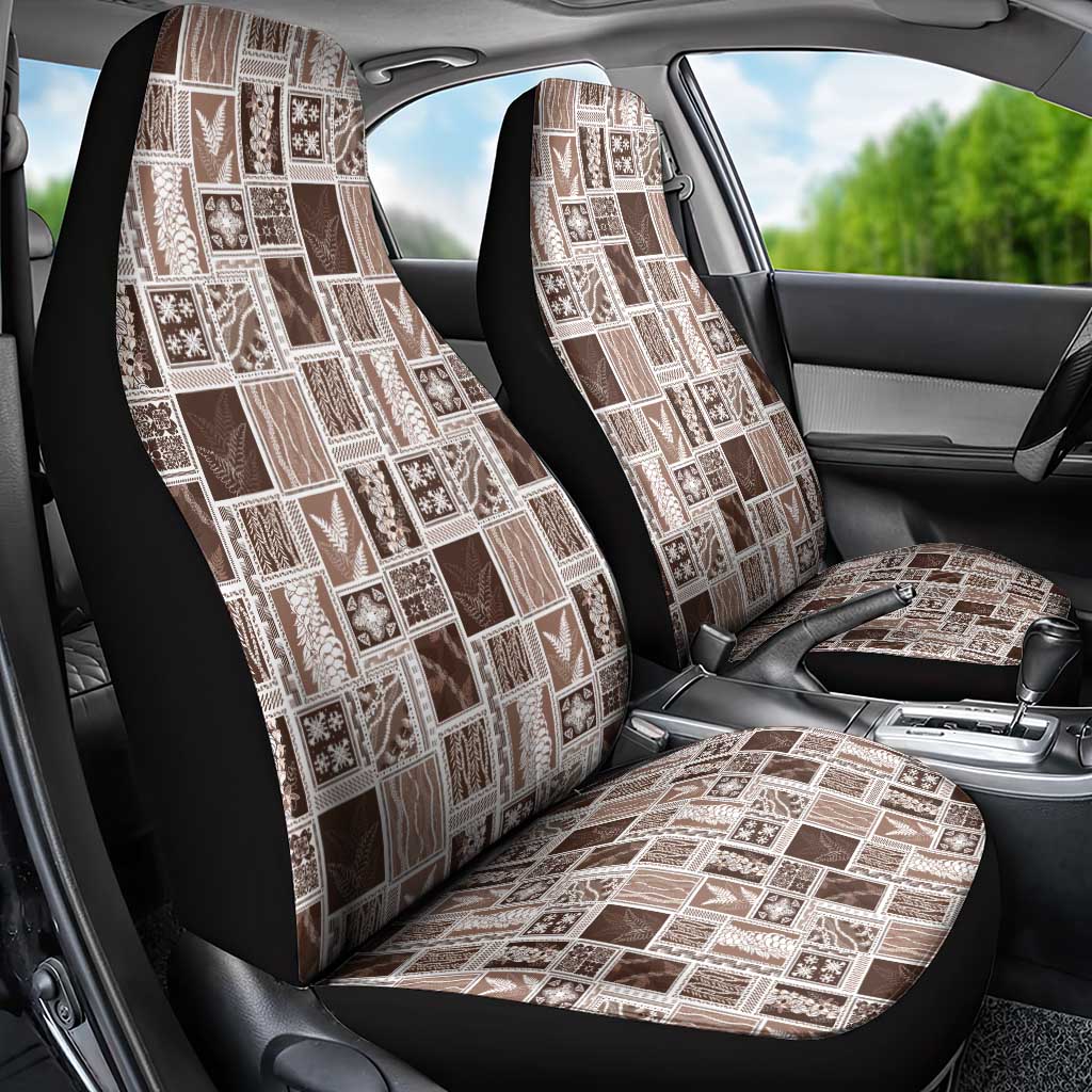 Vintage Aloha Block Quilt Car Seat Cover Beige Inspired Lei Motifs - Polynesian Pride