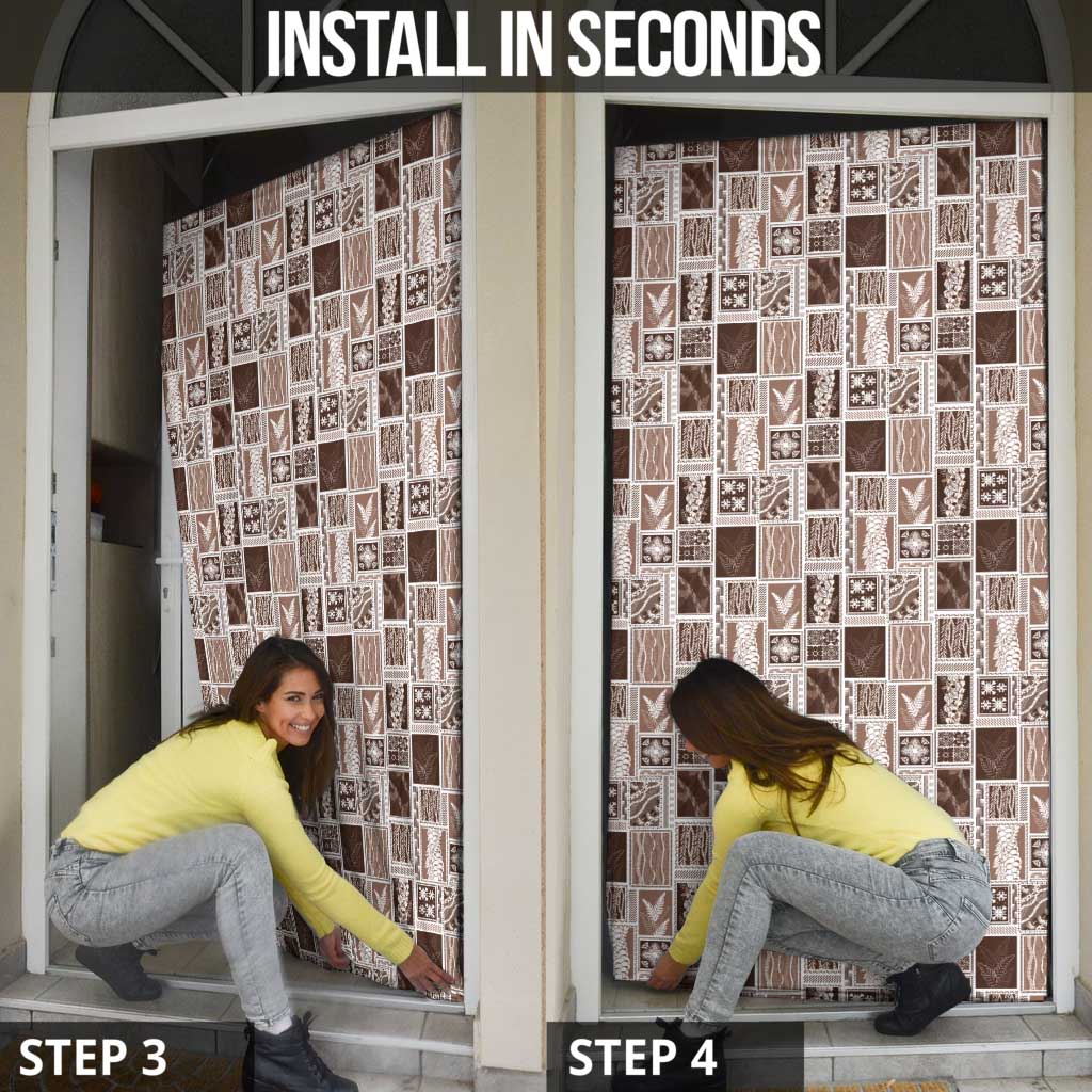 Vintage Aloha Block Quilt Door Cover Beige Inspired Lei Motifs - Polynesian Pride