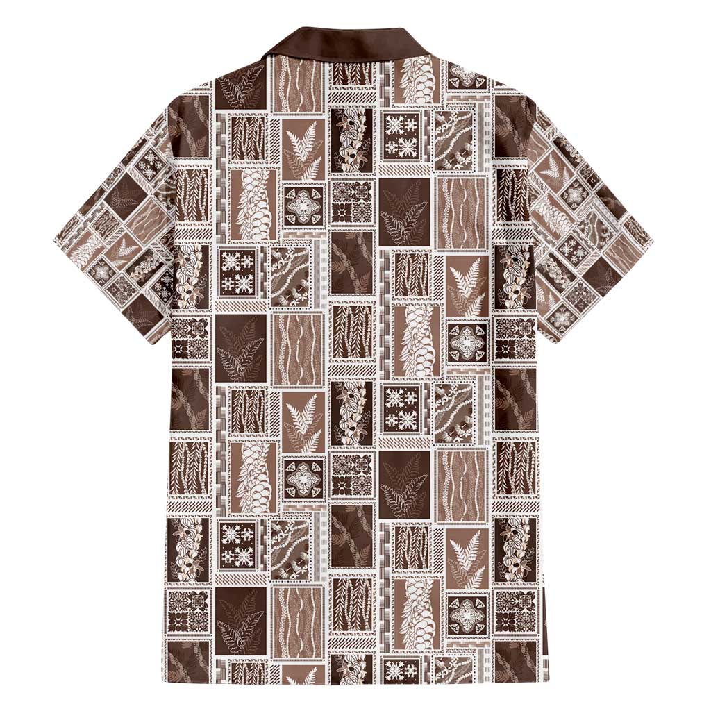 Vintage Aloha Block Quilt Family Matching Short Sleeve Bodycon Dress and Hawaiian Shirt Beige Inspired Lei Motifs - Polynesian Pride
