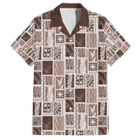 Vintage Aloha Block Quilt Family Matching Tank Maxi Dress and Hawaiian Shirt Beige Inspired Lei Motifs - Polynesian Pride