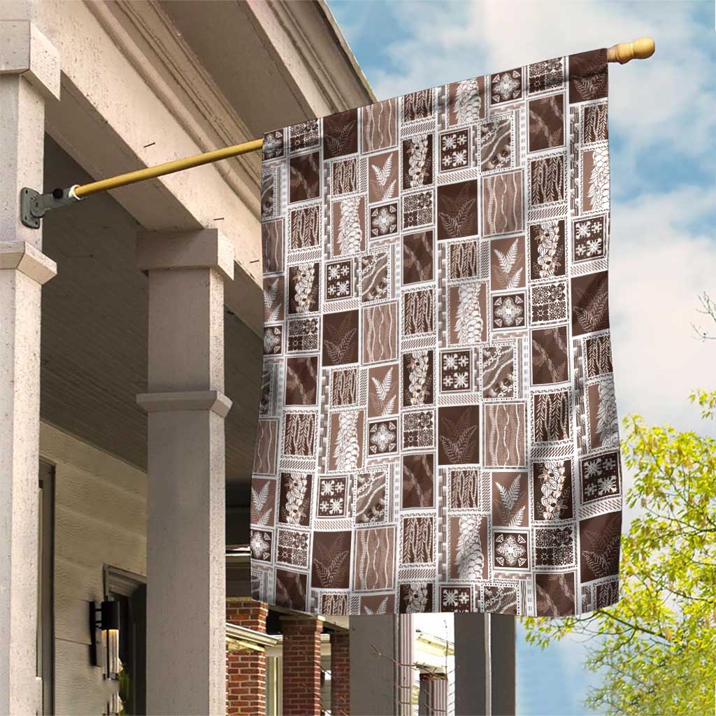 Vintage Aloha Block Quilt Garden Flag Beige Inspired Lei Motifs - Polynesian Pride