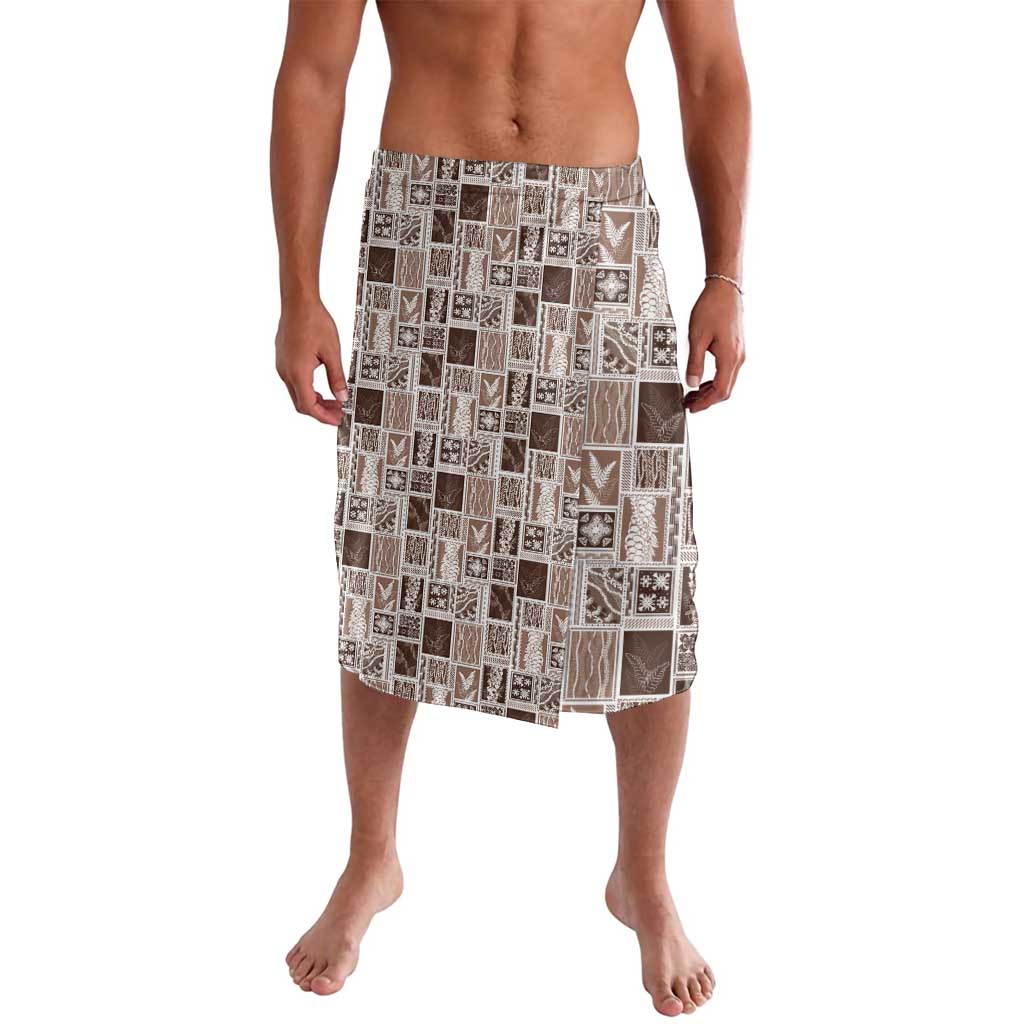 Vintage Aloha Block Quilt Lavalava Beige Inspired Lei Motifs - Polynesian Pride