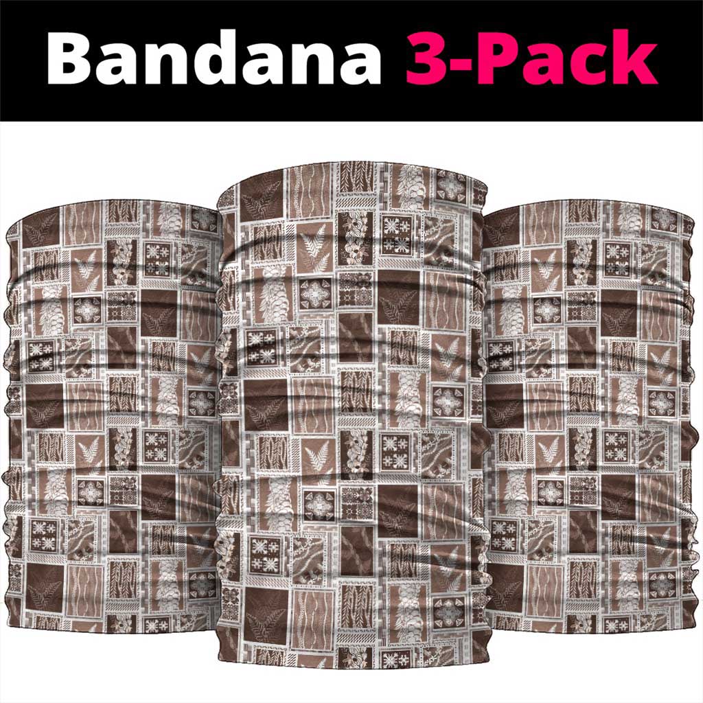 Vintage Aloha Block Quilt Neck Gaiter Beige Inspired Lei Motifs - Polynesian Pride