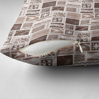 Vintage Aloha Block Quilt Pillow Cover Beige Inspired Lei Motifs - Polynesian Pride