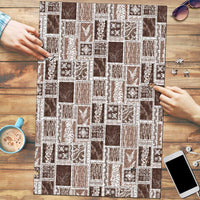 Vintage Aloha Block Quilt Puzzle Beige Inspired Lei Motifs - Polynesian Pride