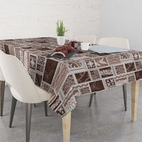 Vintage Aloha Block Quilt Tablecloth Beige Inspired Lei Motifs - Polynesian Pride