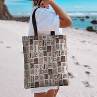 Vintage Aloha Block Quilt Tote Bag Beige Inspired Lei Motifs - Polynesian Pride