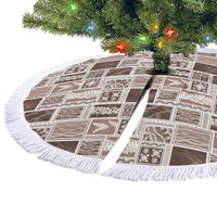 Vintage Aloha Block Quilt Tree Skirt Beige Inspired Lei Motifs - Polynesian Pride