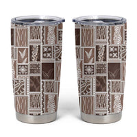 Vintage Aloha Block Quilt Tumbler Cup Beige Inspired Lei Motifs - Polynesian Pride