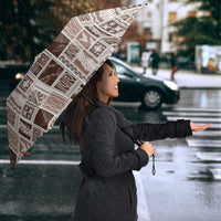 Vintage Aloha Block Quilt Umbrella Beige Inspired Lei Motifs - Polynesian Pride