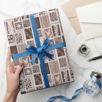 Vintage Aloha Block Quilt Wrapping Paper Beige Inspired Lei Motifs - Polynesian Pride