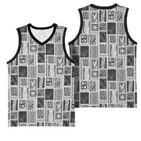 Vintage Aloha Block Quilt Basketball Jersey Black Inspired Lei Motifs - Polynesian Pride