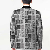 Vintage Aloha Block Quilt Blazer Black Inspired Lei Motifs - Polynesian Pride