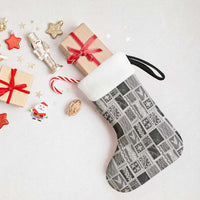 Vintage Aloha Block Quilt Christmas Stocking Black Inspired Lei Motifs - Polynesian Pride