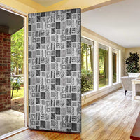 Vintage Aloha Block Quilt Door Cover Black Inspired Lei Motifs - Polynesian Pride
