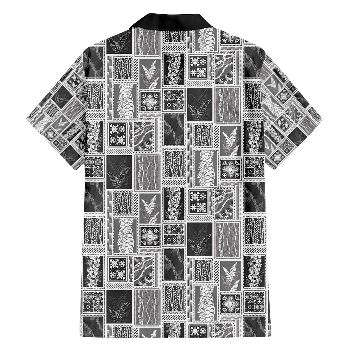 Vintage Aloha Block Quilt Family Matching Off The Shoulder Long Sleeve Dress and Hawaiian Shirt Black Inspired Lei Motifs - Polynesian Pride