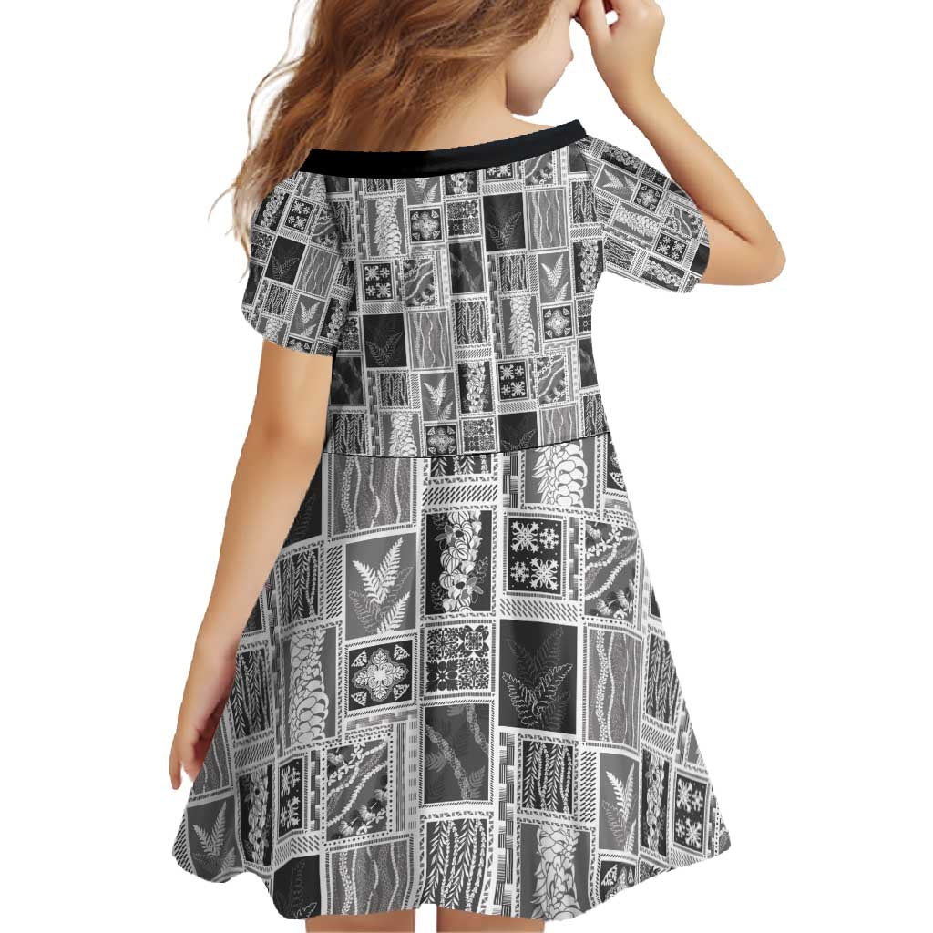 Vintage Aloha Block Quilt Family Matching Tank Maxi Dress and Hawaiian Shirt Black Inspired Lei Motifs - Polynesian Pride