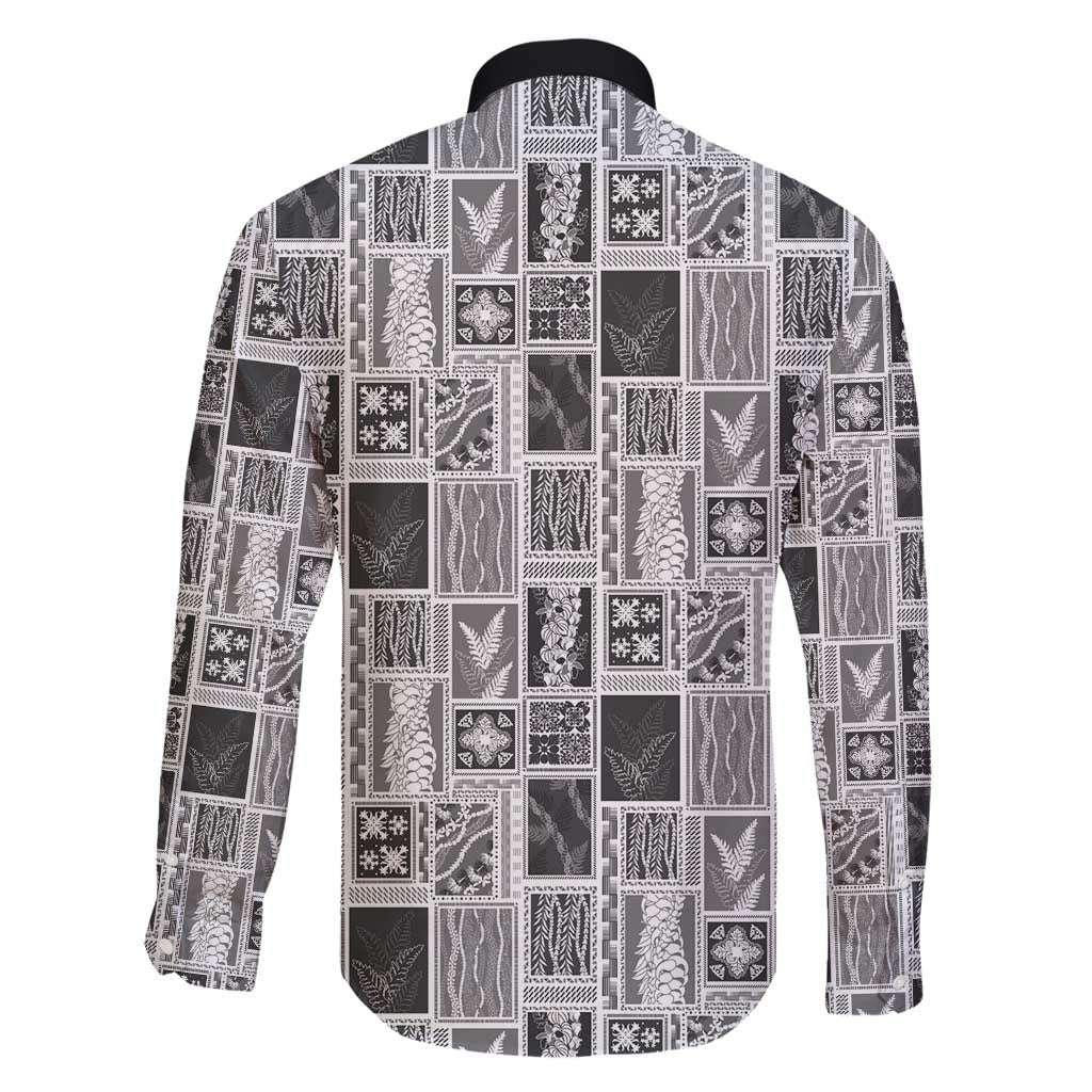 Vintage Aloha Block Quilt Family Matching Tank Maxi Dress and Hawaiian Shirt Black Inspired Lei Motifs - Polynesian Pride