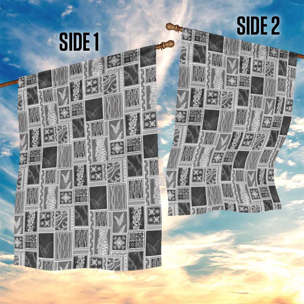 Vintage Aloha Block Quilt Garden Flag Black Inspired Lei Motifs - Polynesian Pride