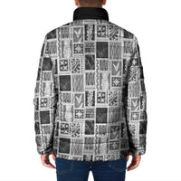 Vintage Aloha Block Quilt Padded Jacket Black Inspired Lei Motifs - Polynesian Pride