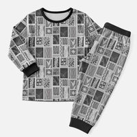 Vintage Aloha Block Quilt Christmas Pajama Set Black Inspired Lei Motifs - Polynesian Pride