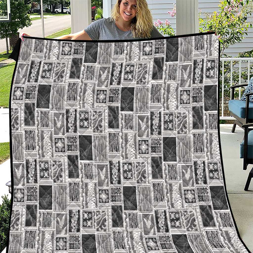 Vintage Aloha Block Quilt Quilt Black Inspired Lei Motifs - Polynesian Pride