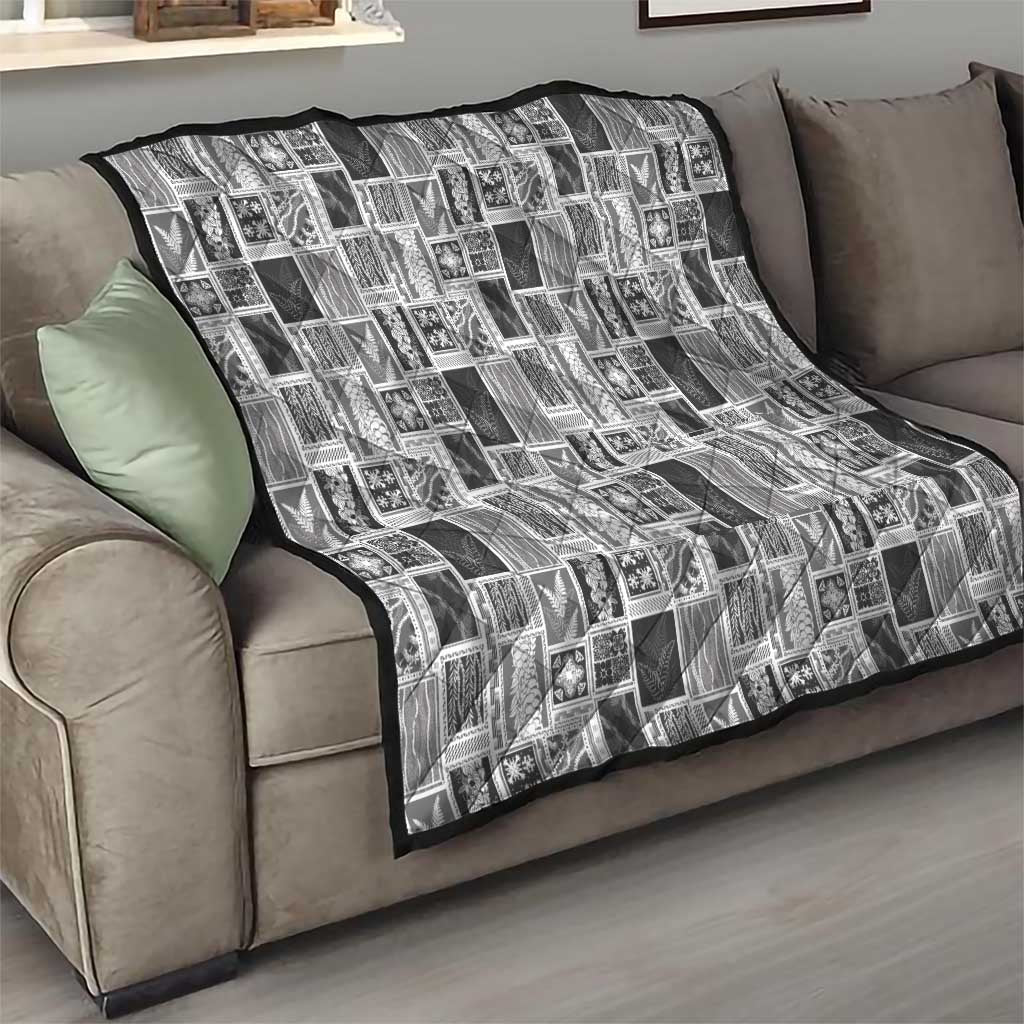 Vintage Aloha Block Quilt Quilt Black Inspired Lei Motifs - Polynesian Pride