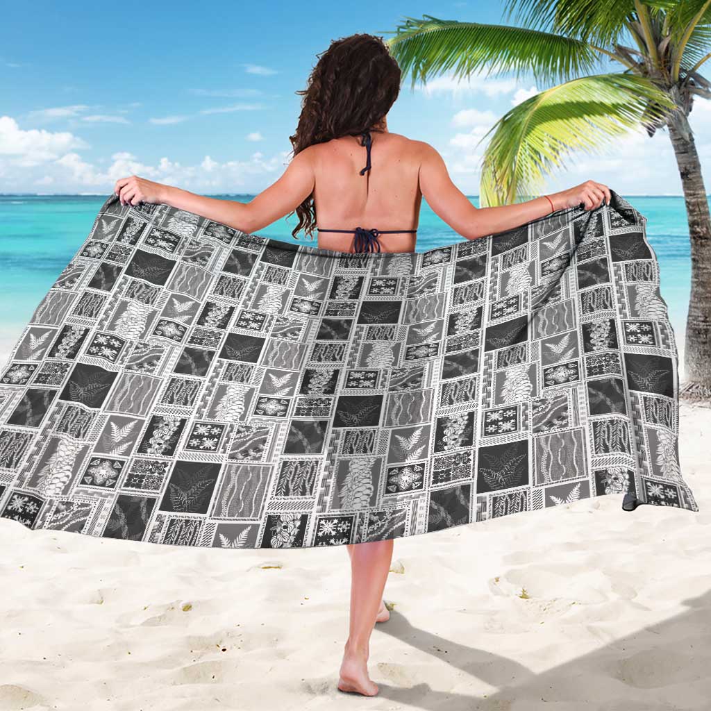 Vintage Aloha Block Quilt Sarong Black Inspired Lei Motifs - Polynesian Pride