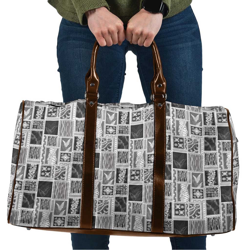 Vintage Aloha Block Quilt Travel Bag Black Inspired Lei Motifs - Polynesian Pride