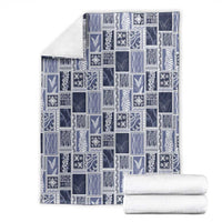 Vintage Aloha Block Quilt Blanket Blue Inspired Lei Motifs - Polynesian Pride