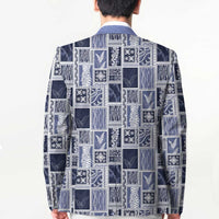 Vintage Aloha Block Quilt Blazer Blue Inspired Lei Motifs - Polynesian Pride