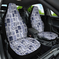 Vintage Aloha Block Quilt Car Seat Cover Blue Inspired Lei Motifs - Polynesian Pride