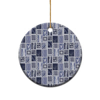 Vintage Aloha Block Quilt Ceramic Ornament Blue Inspired Lei Motifs - Polynesian Pride