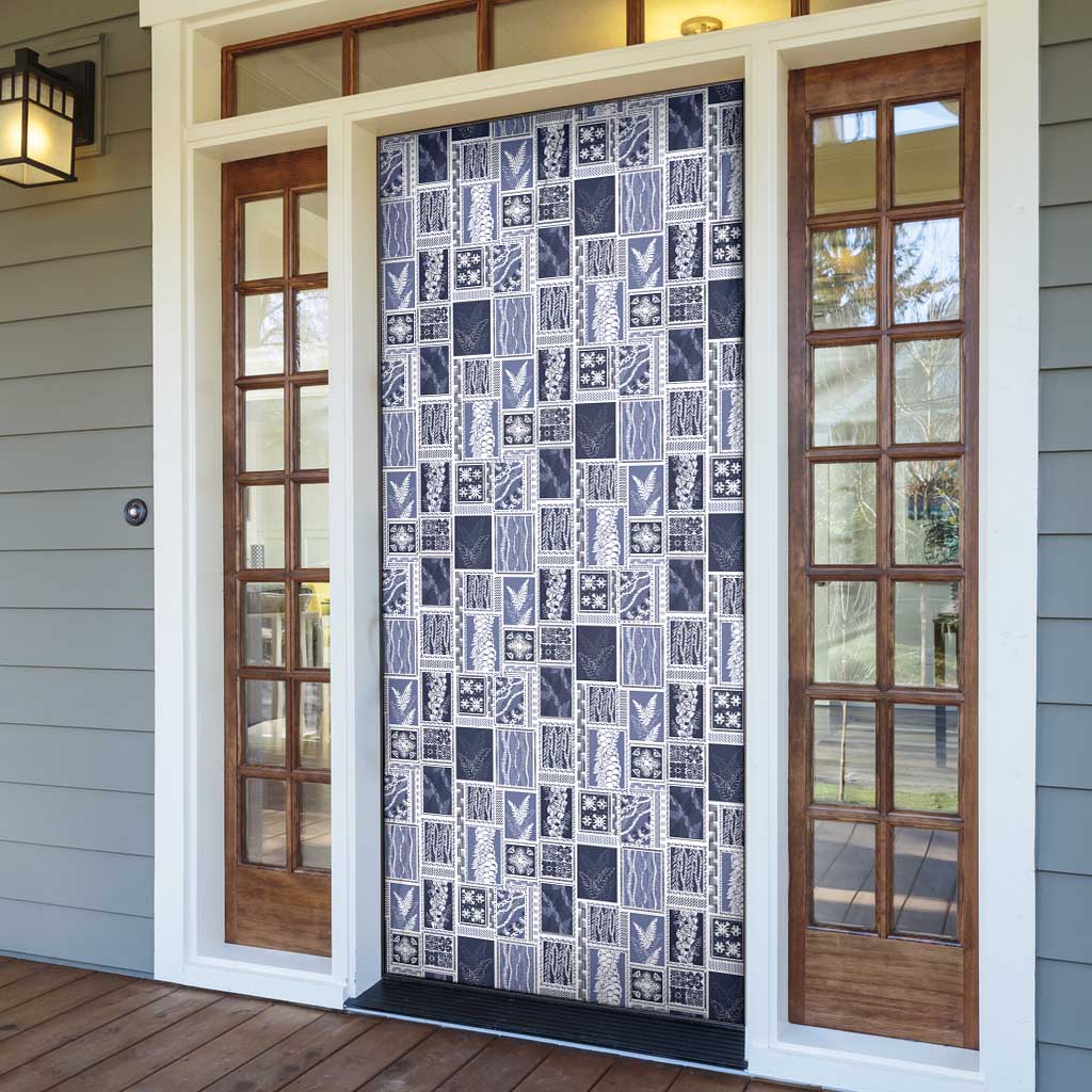 Vintage Aloha Block Quilt Door Cover Blue Inspired Lei Motifs - Polynesian Pride