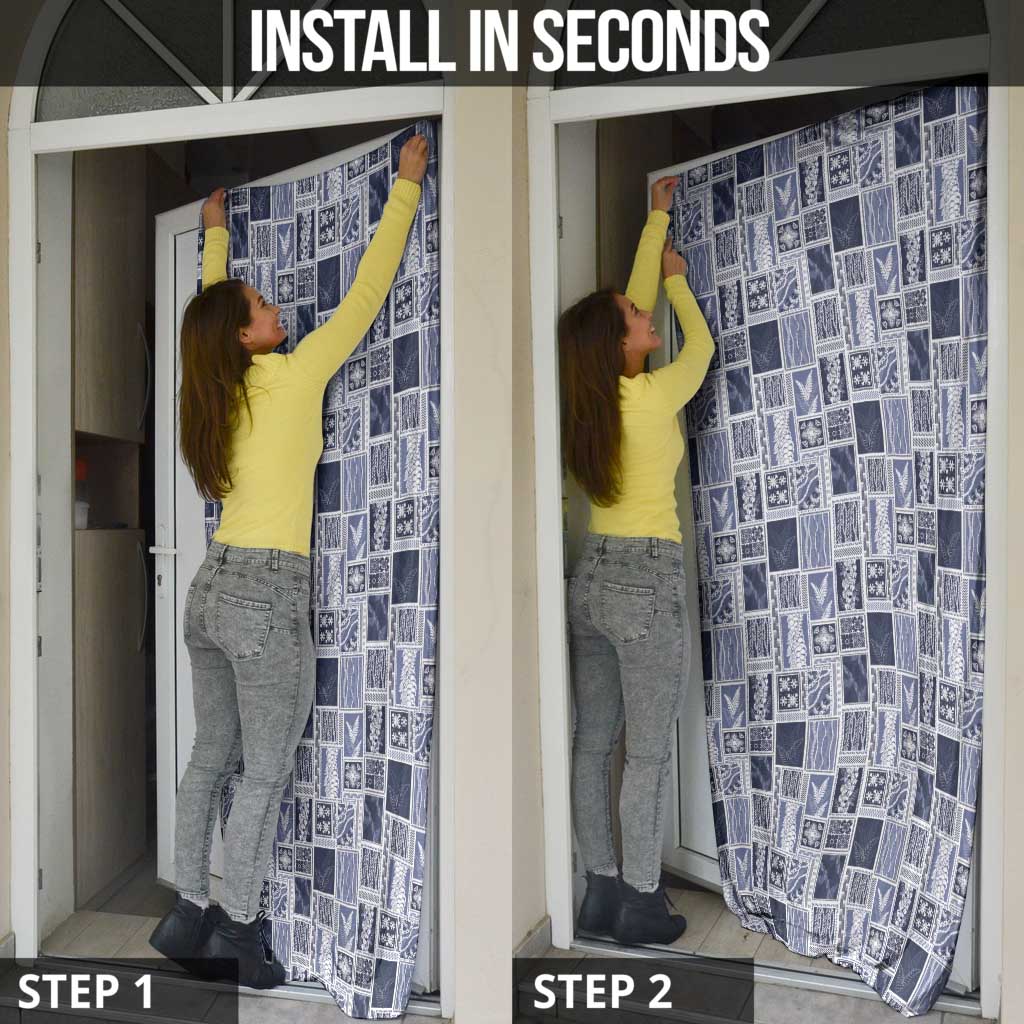 Vintage Aloha Block Quilt Door Cover Blue Inspired Lei Motifs - Polynesian Pride