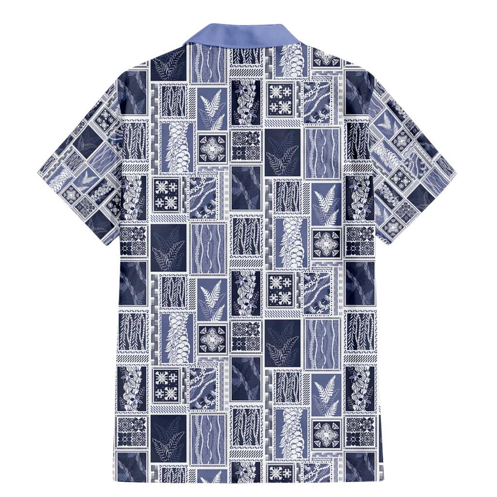 Vintage Aloha Block Quilt Family Matching Mermaid Dress and Hawaiian Shirt Blue Inspired Lei Motifs - Polynesian Pride