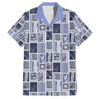 Vintage Aloha Block Quilt Family Matching Puletasi and Hawaiian Shirt Blue Inspired Lei Motifs - Polynesian Pride