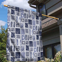 Vintage Aloha Block Quilt Garden Flag Blue Inspired Lei Motifs - Polynesian Pride